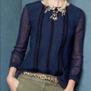 J. Crew Navy Chiffon Dot Blouse - Size 4